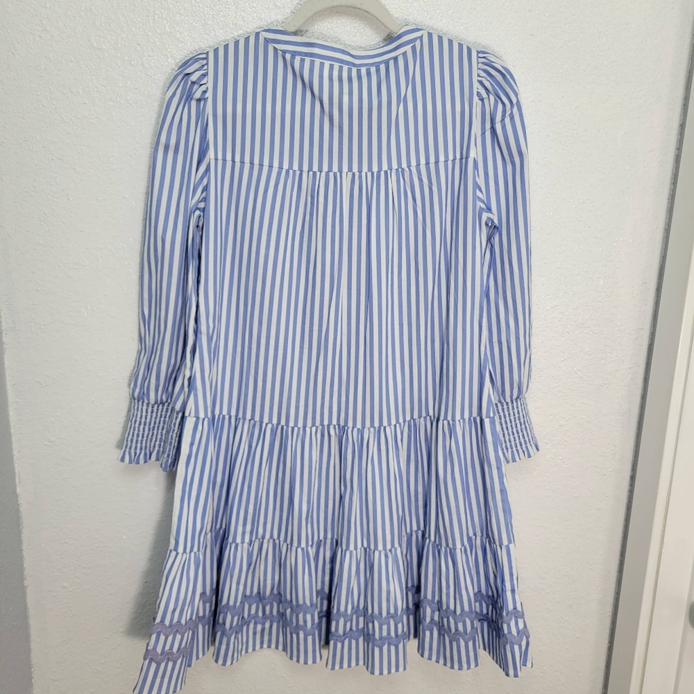 Sail to Sable Long Sleeve Tunic Flare Dress - Blue White Stripe Size S NWT - Picture 5 of 9